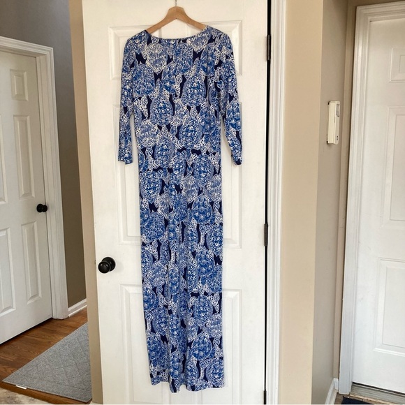 NWOT Lilly Pulitzer Anissa Deep Indigo Snap To It Turtle Print Maxi Dress, Sz M - Picture 8 of 13
